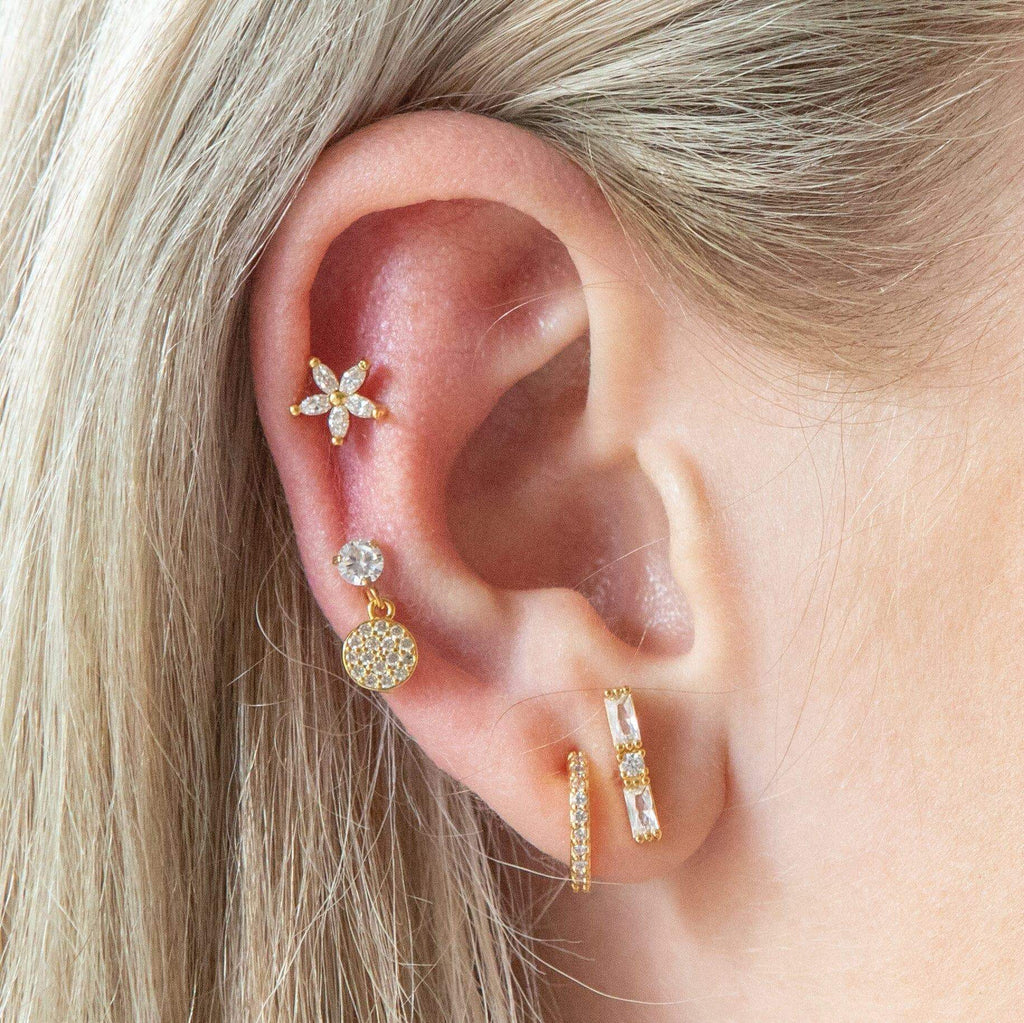 Daisy Flower Piercing Barbell Earrings Ball Back Earrings Nap Earrings - Trendolla Jewelry