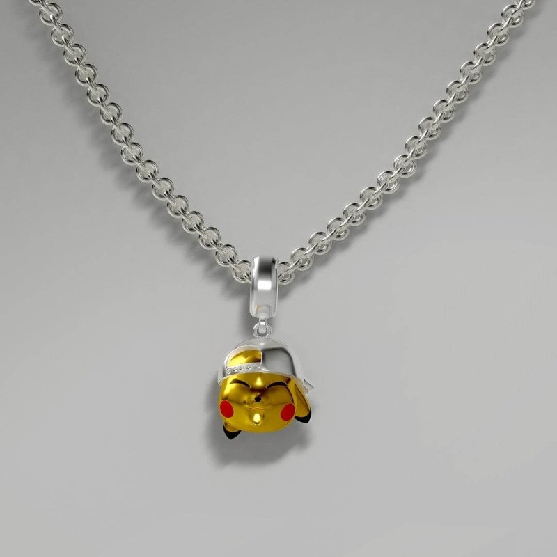 Pikachu Cap Pokemon Pandora Fit Charm Necklace, 925 Sterling Silver - Trendolla Jewelry