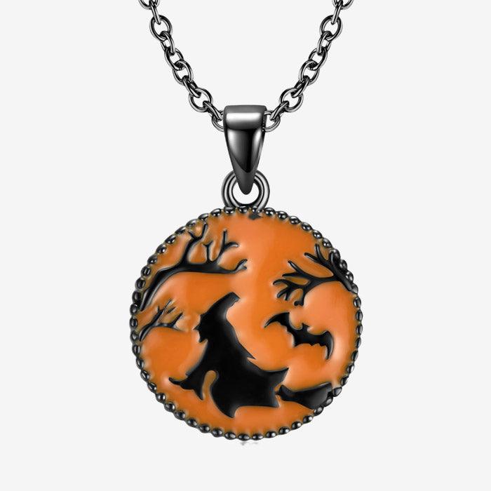 Trendolla Sterling Silver Halloween Witch Drop Necklace - Trendolla Jewelry